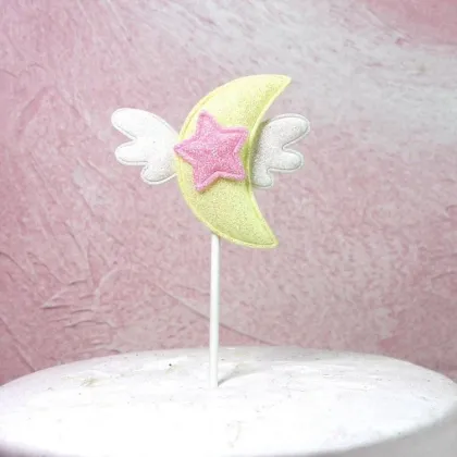 Moon with Wings Cupcake Topper Decorations for Happy Birthday Cakes