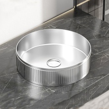 Luxury Silver Vertical Stripes Round Basin