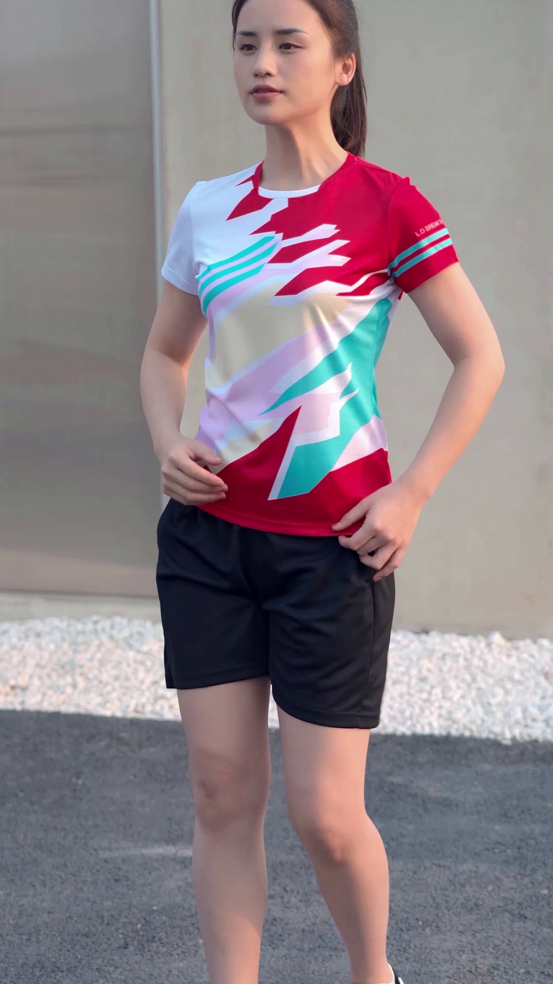Quick-Dry Training Jersey with Geometric Patch Design