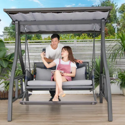 2 Seater Outdoor Patio Swing with Cushions - Modern Patio Swings Furniture