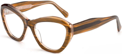 C3 Acetate Glasses Frame Wood Stripes Brown