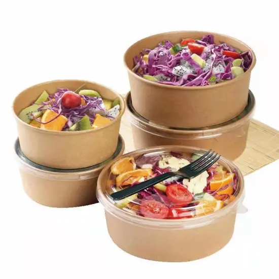 Disposable paper salad soup bowl fruit salad packaging