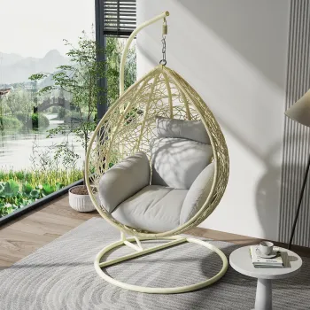 Custom PE Rattan Steel Swing Egg Chair with Seat Cushion - Fulin Wholesale