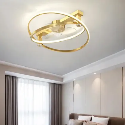 Gold Modern Minimalist Embedded Ceiling Fan Lighting
