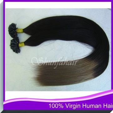 virgin brazilian hair extension,nail tip pre-bonded hair extension , ombre color pre-bonded hair