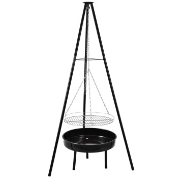 Portable Chain Hanging Triangle Stand BBQ Grill: A Versatile Charcoal Grill for Camping and Outdoor Cooking