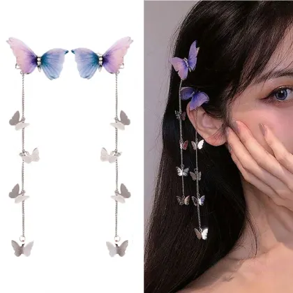 Wholesale Elegant Metal Tassel Hair Clips for Women Hanfu Party Accessories