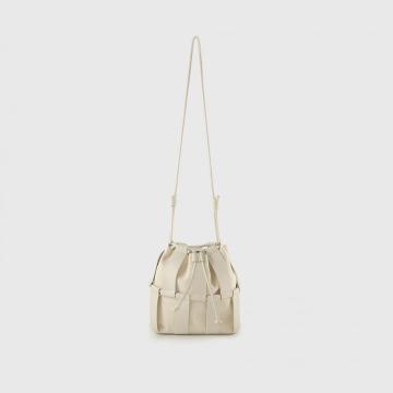 Borsa con filo in pelle bianca/Nylon Cord Borsa