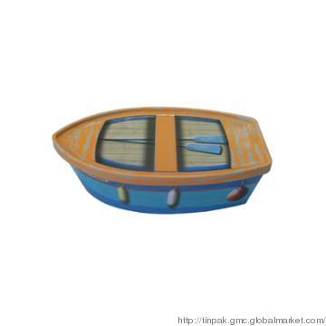 Boat-shaped tin box