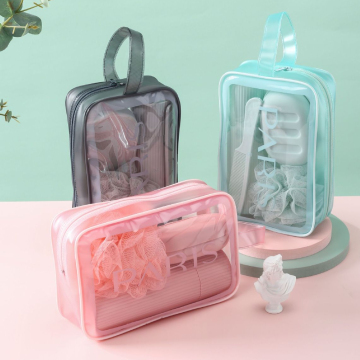 Custom Waterproof PVC Makeup Bag 8 Inches Transparent Travel Pouch for Women