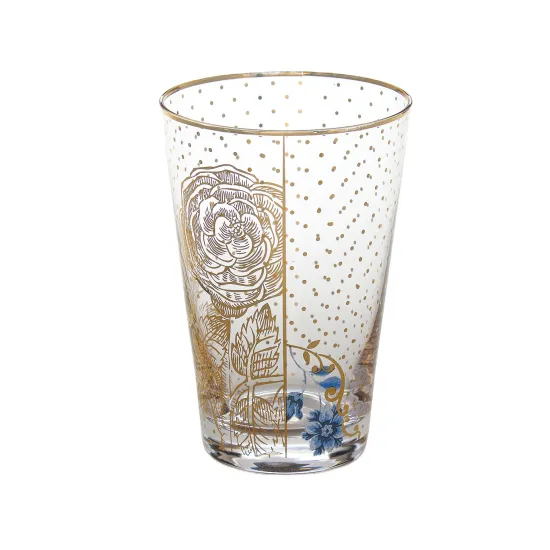 drinking glass with gold decoration
