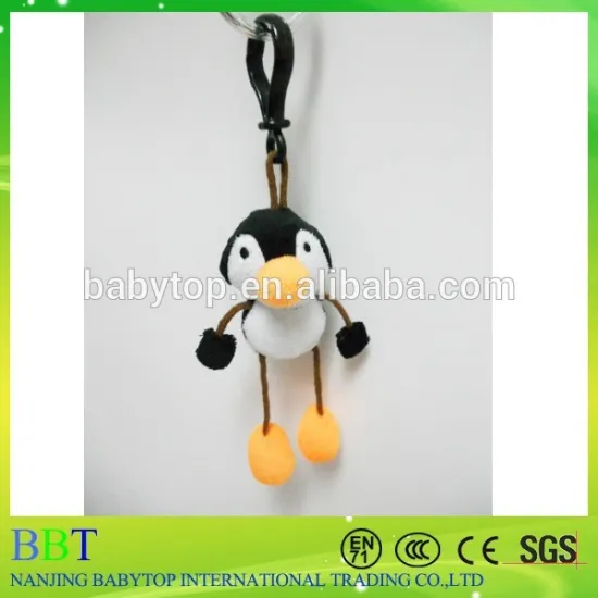 cute promotional animal keychain, penguin string leg keyring