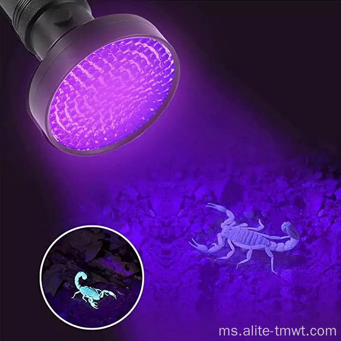 Pengesanan lampu suluh ungu yang berkuasa 395nm 100 bateri