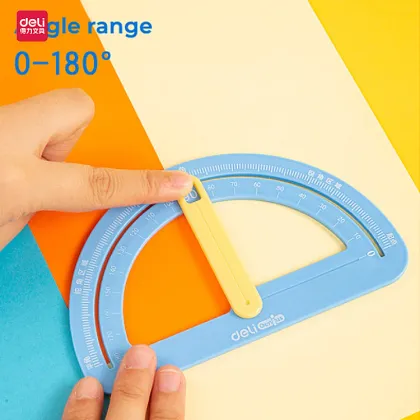 High Quality Deli Children's Angle Demonstrator Drawing Protractor Tools School Stationery Ruler