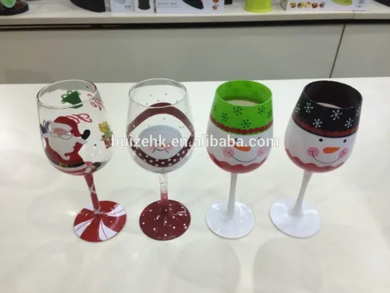 wine glass with Christmas design decal