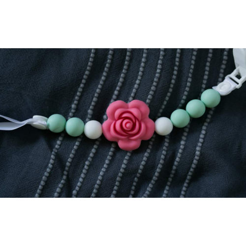 BPA Free Rose Beads Silicone Facifier Clips