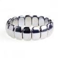 Male Big Hematite Beads Plated Stretch Bracelet