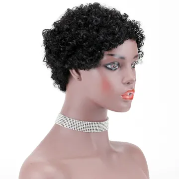 Wholesale cheap 6 inch kinky curly wig for black woman raw Brazilian Indian hair Short Afro kinky Natura Color human hair Wigs