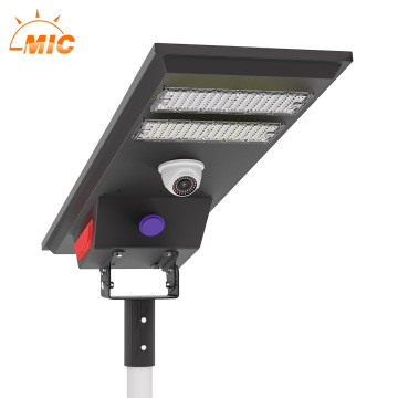 80W lampu jalan LED bertenaga solar dengan reka bentuk kalis air IP65, kamera CCTV 1080p (WiFi/4G)