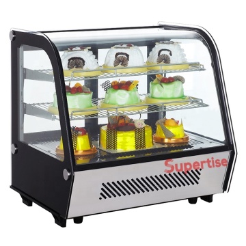 China Double Glass Front Curved Glass Countertop Display Chiller with LED Lighting