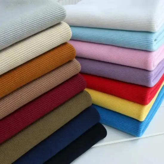 Comfortable Spun Polyester Cotton Spandex 2x2 Rib Knit Fabric For Collar Or Cuff