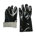 Guantes de franela de PVC negros con acabado liso