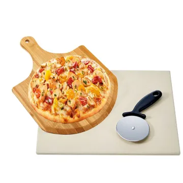 Pizza Tool Set include Pizza Cutter Stone Bamboo Shovel for Pizza Serving