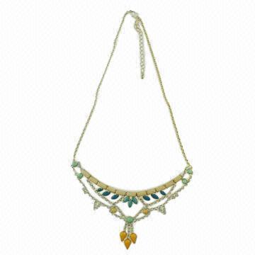 Metal Claw Statement Necklace with Coral and Teal Stones, Bestselling Item for Summer/Spring