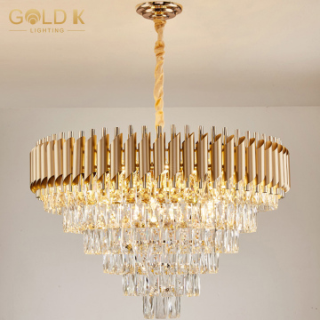 Chandelier en cristal LED noir moderne personnalisé pour le salon de luxe