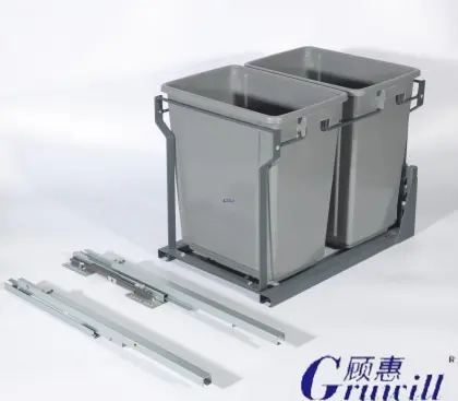 Kitchen removable damping rail trash can