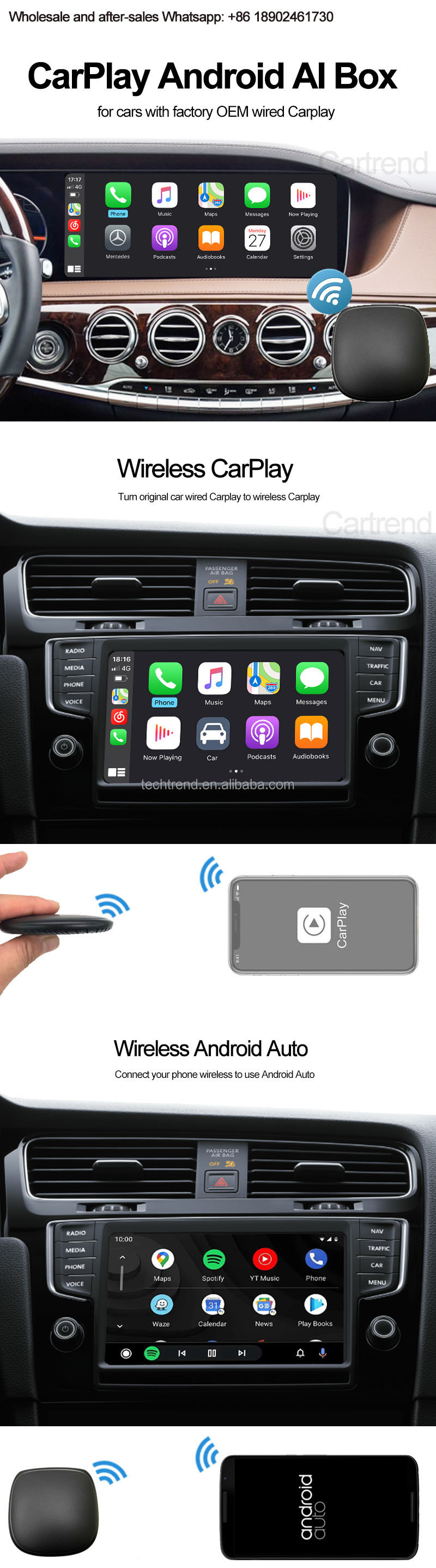 Wireless Carplay Interface Tv Box - Android Auto Ai Box With 8gb+128gb ...