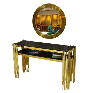 Luxury Gold Metal Frame Console Table with Storage