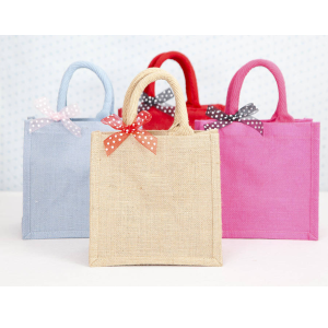 Quality linen handbag with ribbon bow wholesale