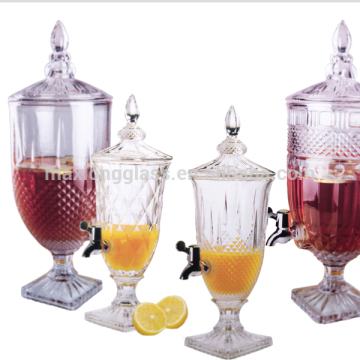 High Quality Vintage Glass Beverage Dispenser with Stem