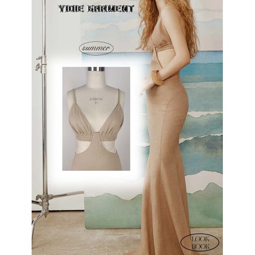 Deep v Split Paha Backless Cami Dresses