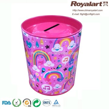 Custom printed round tin money box