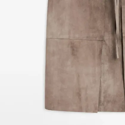 Women's elegant and minimalist lace up leather skirt