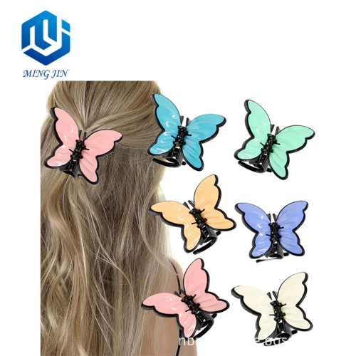 Hot Sale Korean Style Resin Hair Claw Colorful Butterfly Clips for Girls