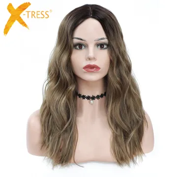 X-TRESS New 20 Inch Ombre Colored Synthetic Hair Wigs High Temperature Fiber Middle Part Wigs Machine Made Natural Hair Wigs