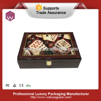 Newest style playing card handmade wooden custom poker box (WH-3614)