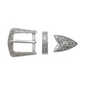 Ensemble de boucles à ardillon de ceinture gravées en argent rétro en 3 parties