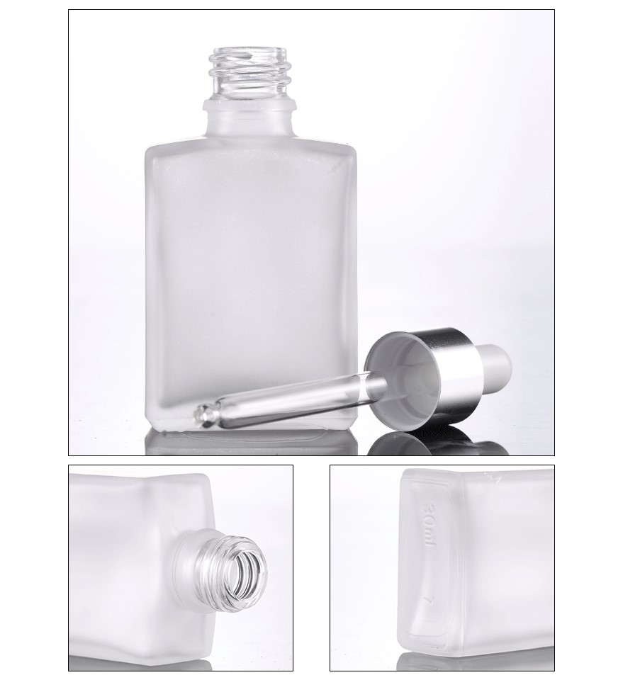  Rectangular Flat Glass Dropper Bottles