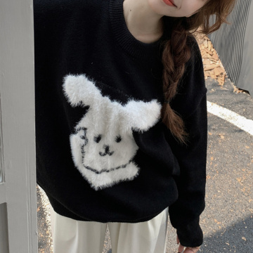 Women Vintage Graphic Print Knit Sweater