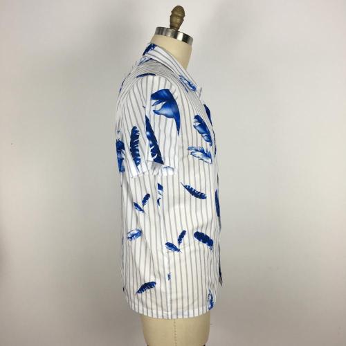 Casual Vertical stripes Feather pattern Regular Fit Shirt
