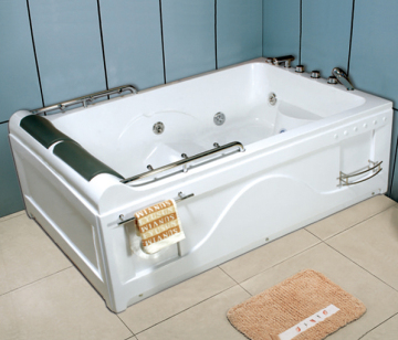 Large 1.8m Acrylic Whirlpool Bathtub with Six Big Jets, One Waterfall, Two Pillows - Perfect for Hotels and Bathrooms