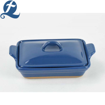 Factory direct Kitchen handle ceramic bakeware with lid