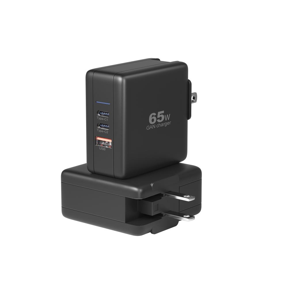 منتجات Electronics Gan Charger 65W 3 Port USB C Quick Charge 4.0 PD Charge Charge Charger