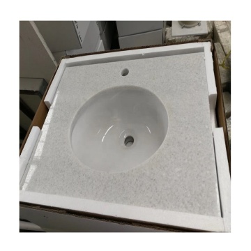 Crystal White Marble Vanity Top with Porcelain Sink
