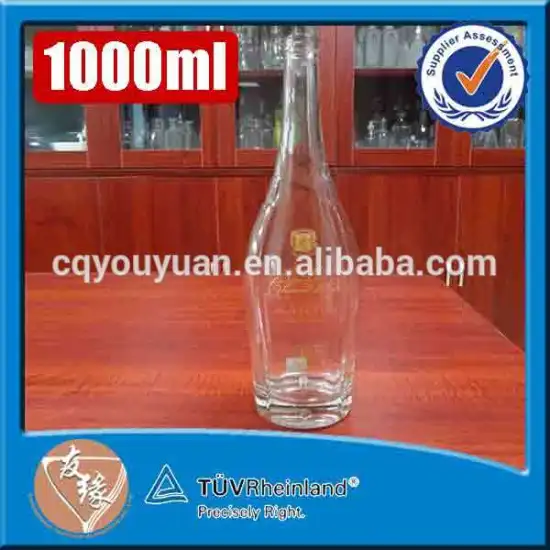 custom design cork sealing type high grade spirits empty decal frost color coat 1000ml cognac bottle