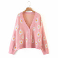 Cardigan de fleur d'impression pour femmes